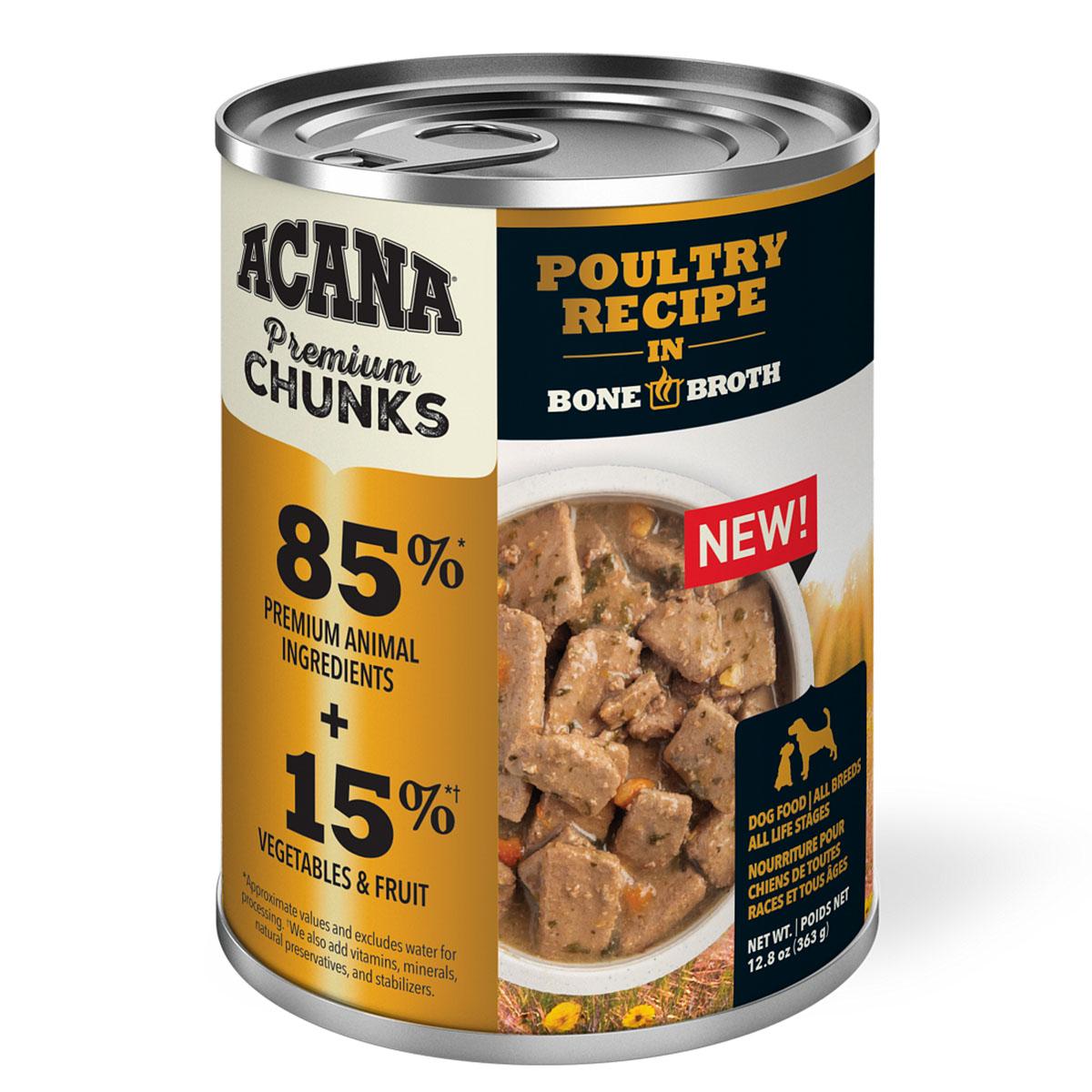 Acana Premium Chunks Poultry Recipe in Bone Broth Canned Dog Food
