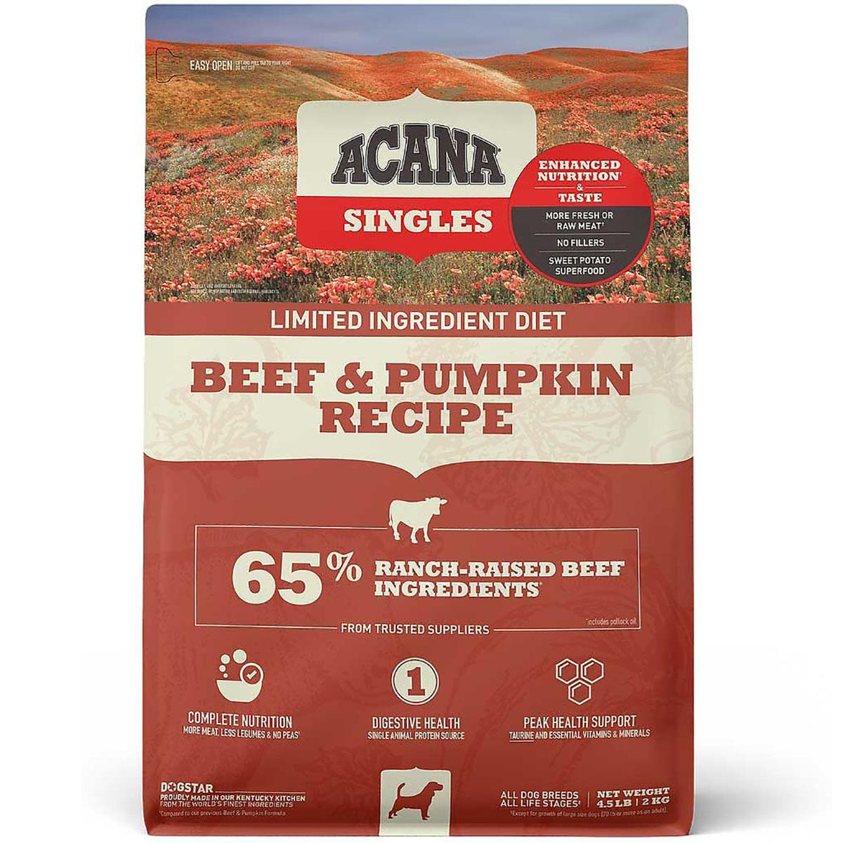 Acana Singles Limited Ingredient Beef & Pumpkin Recipe Grain-Free Dry Dog Food