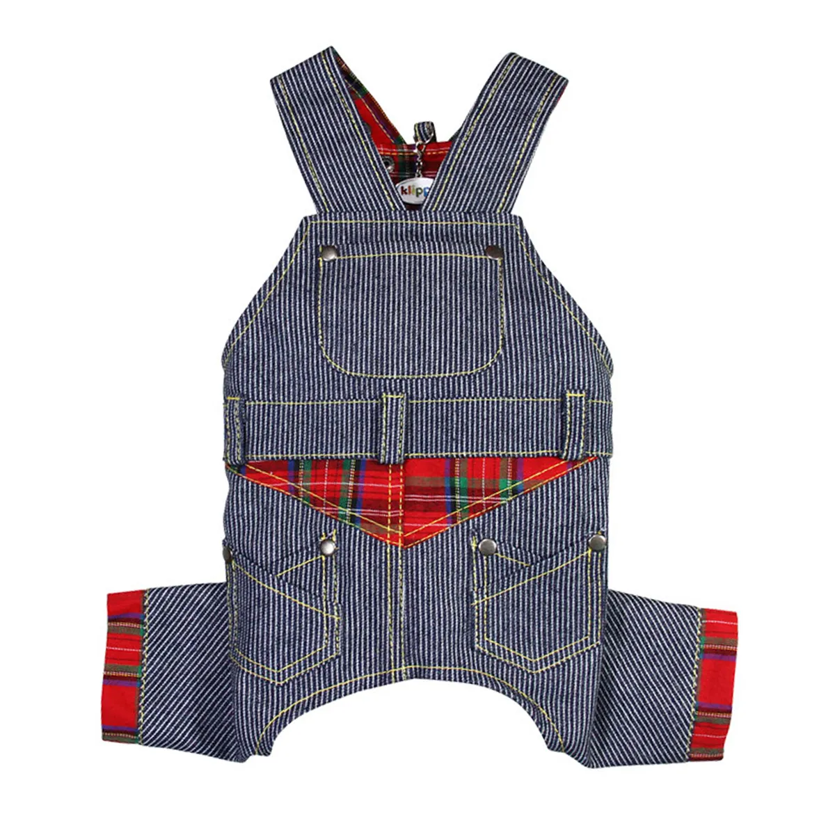 Klippo Adorable Stripy Denim Dog Overalls