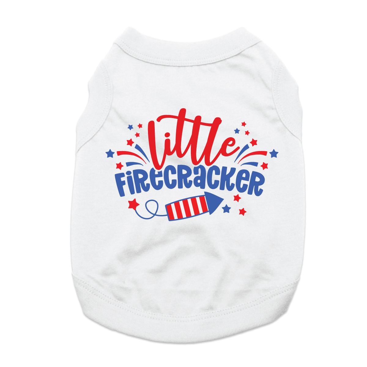 Little Firecracker Dog Shirt - White