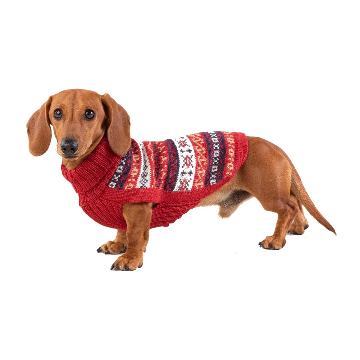 Alqo Wasi Heritage Alpaca Dog Sweater - Red