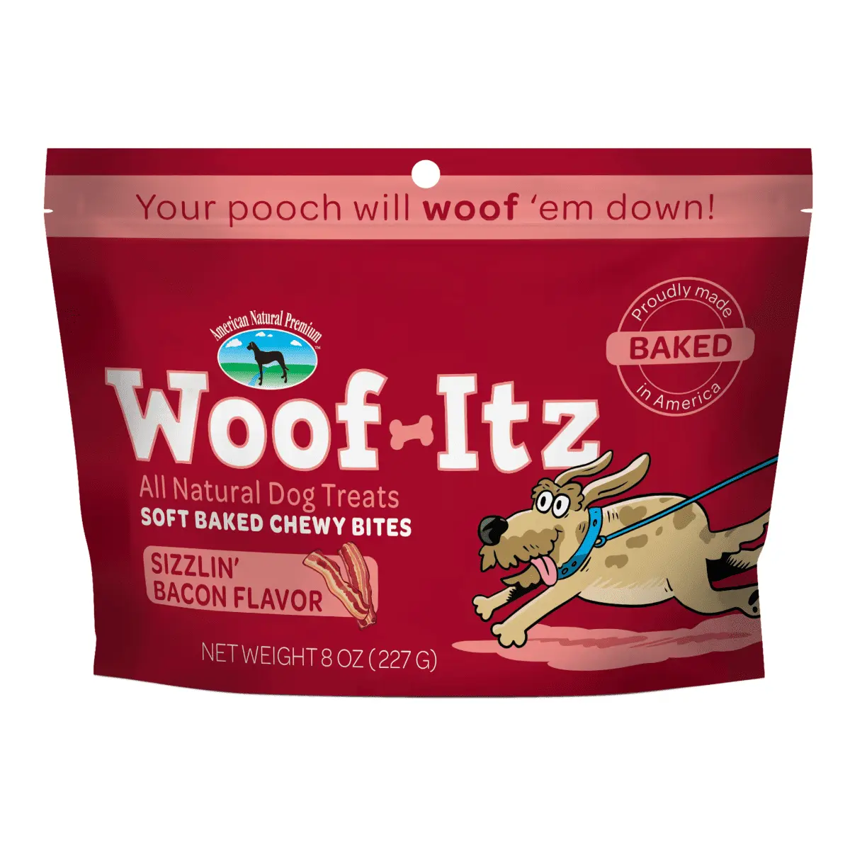 American Natural Premium Woof Itz Dog Treats - Sizzlin' Bacon