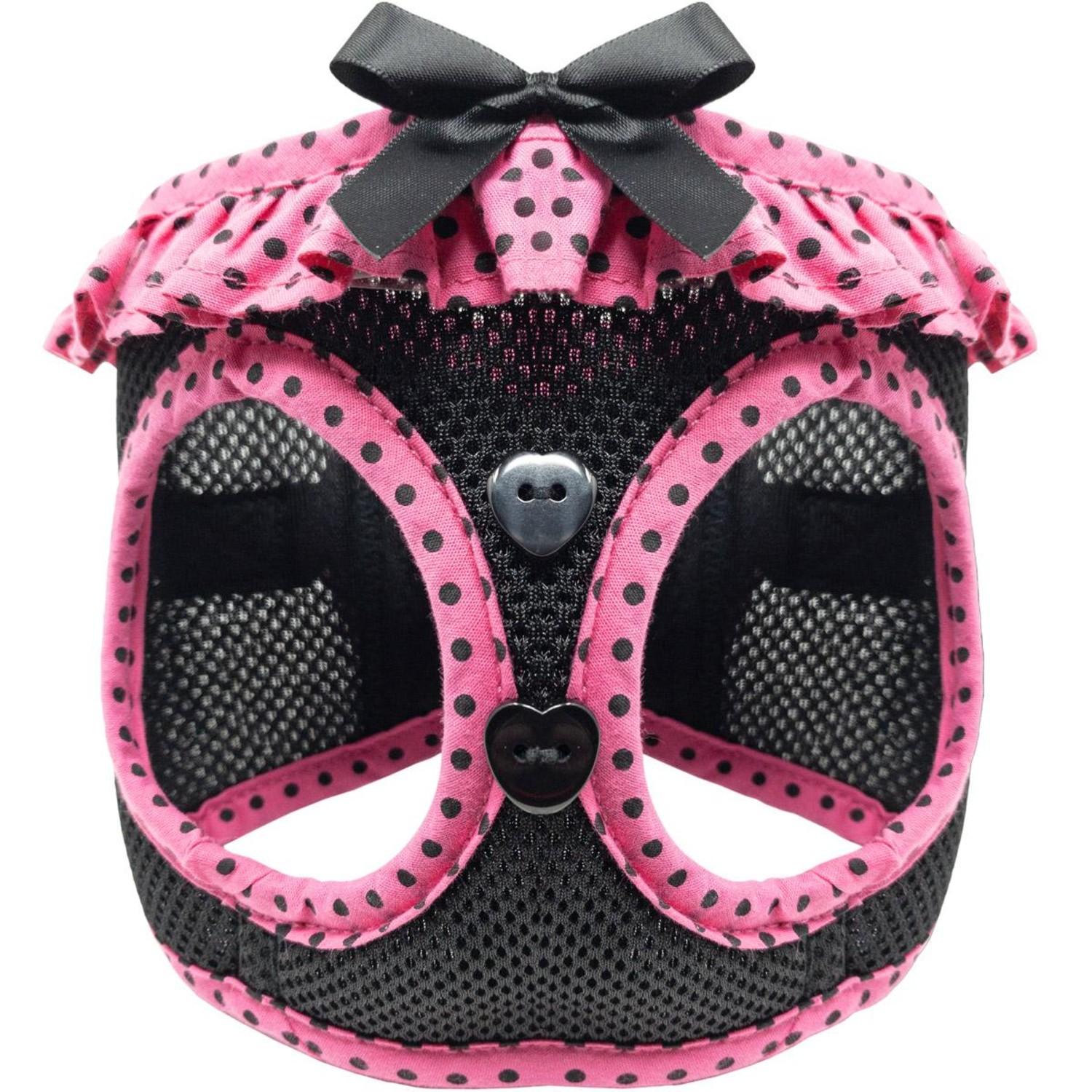 American River Choke-Free Dog Harness by Doggie Design - Hot Pink & Black Polka Dot