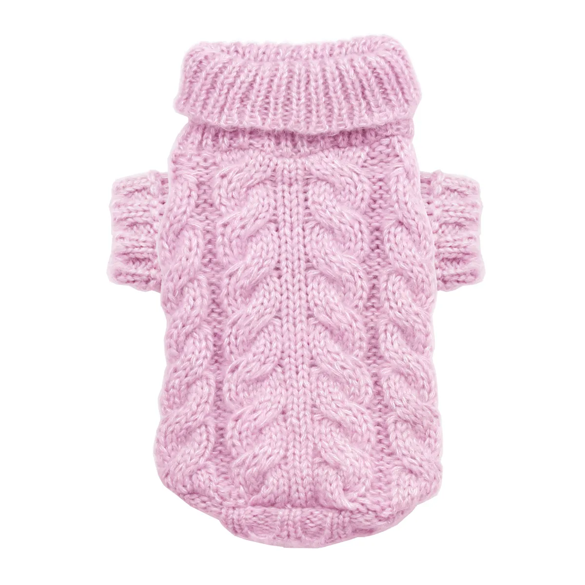 Hip Doggie Angora Cable Knit Dog Sweater - Pink