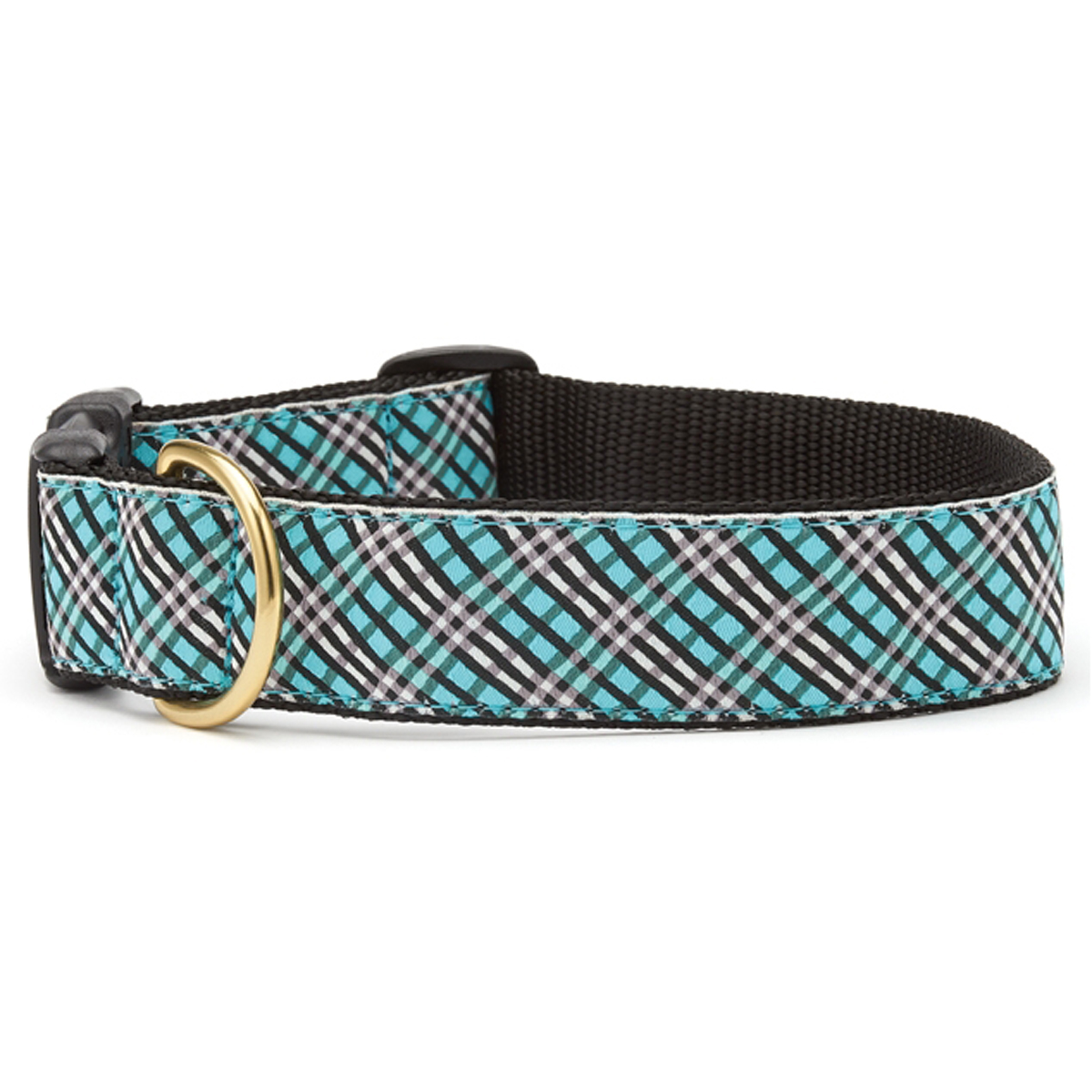 Aqua Plaid Wide Dog Collar by Up Country