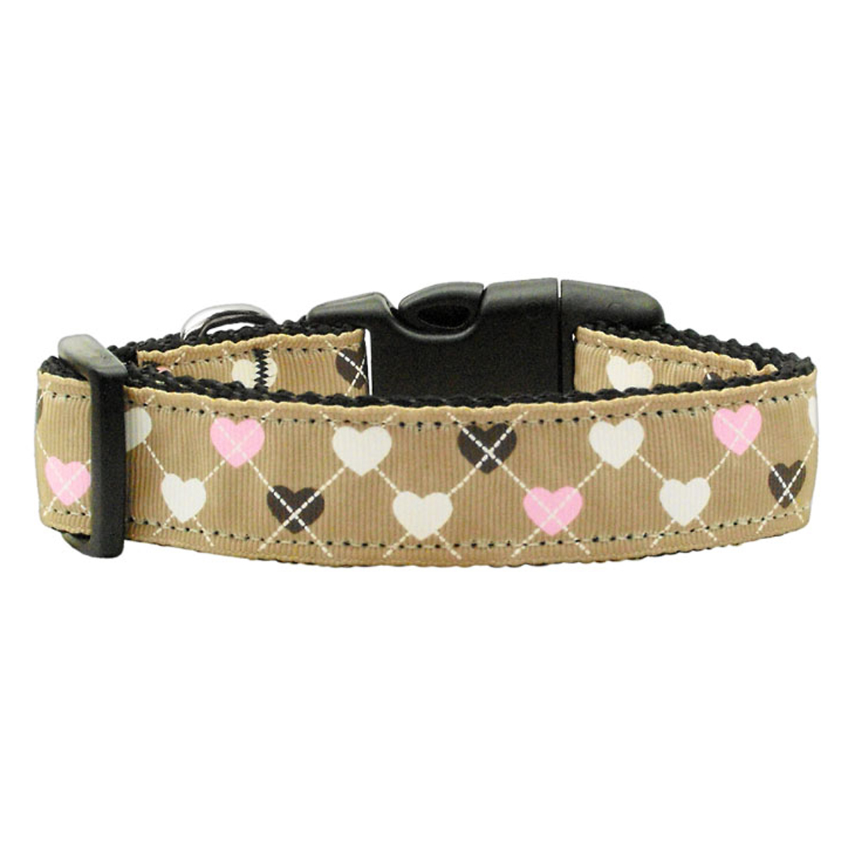 Argyle Hearts Dog Collar - Tan
