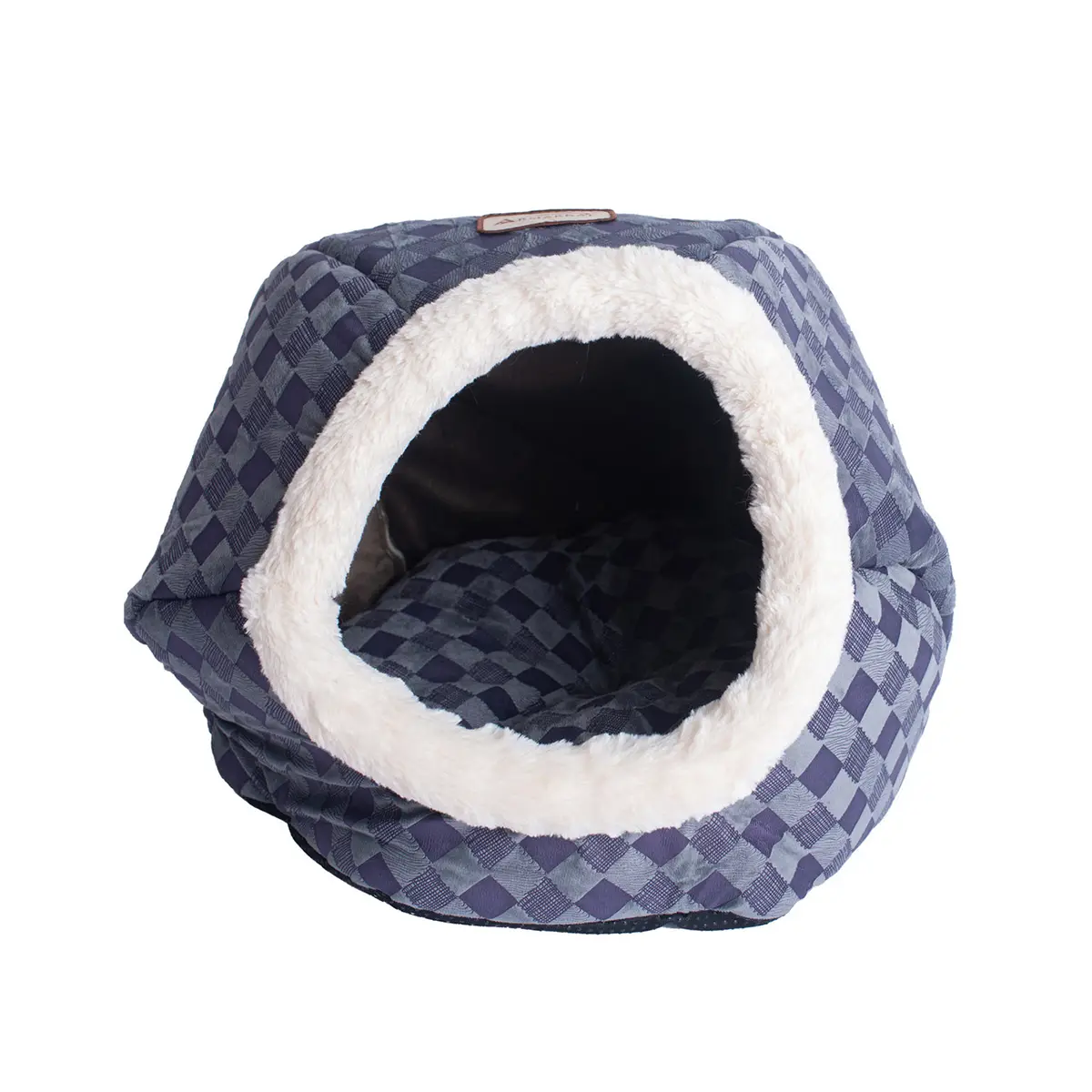 Armarkat Checkered Pet Bed Cave - Blue