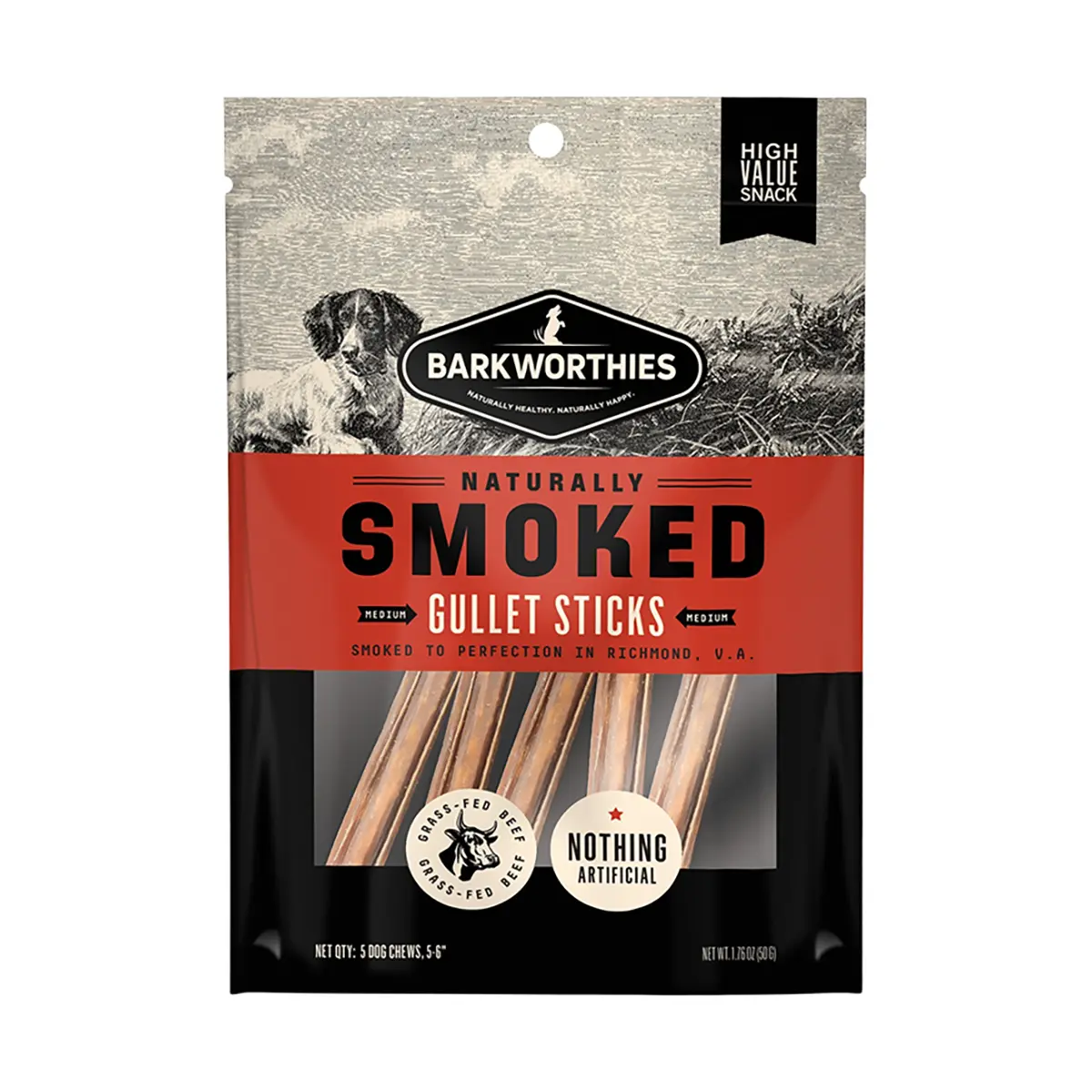 Barkworthies Smoked Beef Gullet Sticks Dog Treat - Multipack