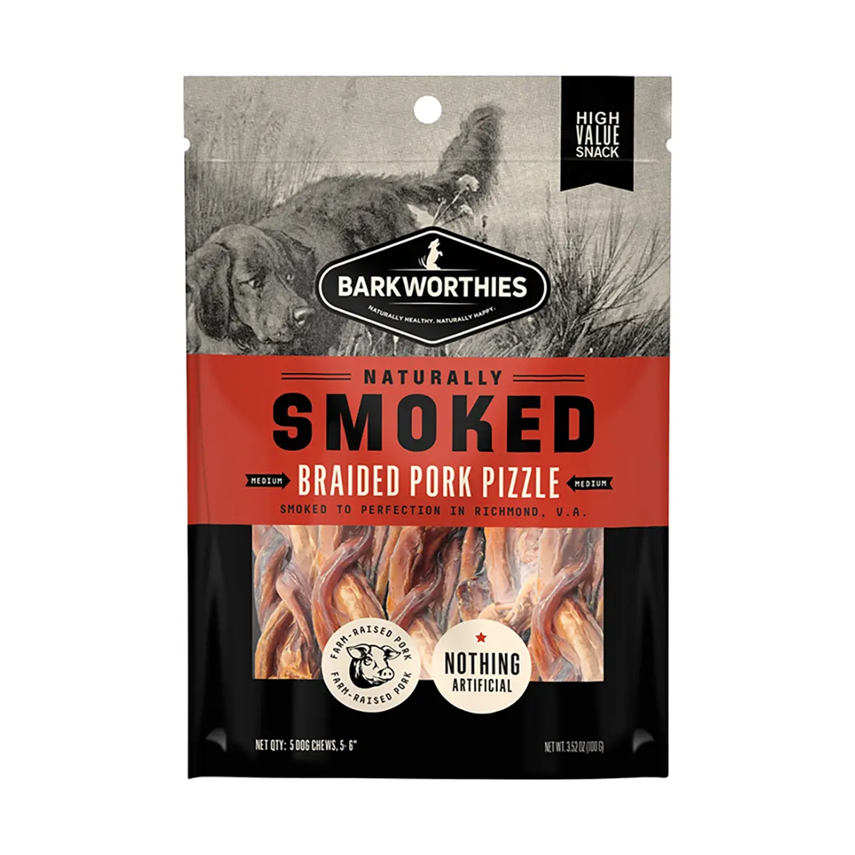 Barkworthies Smoked Braided Pork Pizzle Dog Treats - Multipack