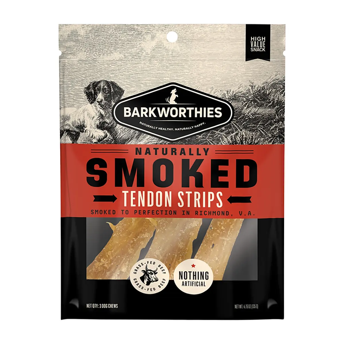 Barkworthies Smoked Beef Tendon Strips Dog Treats - Multipack