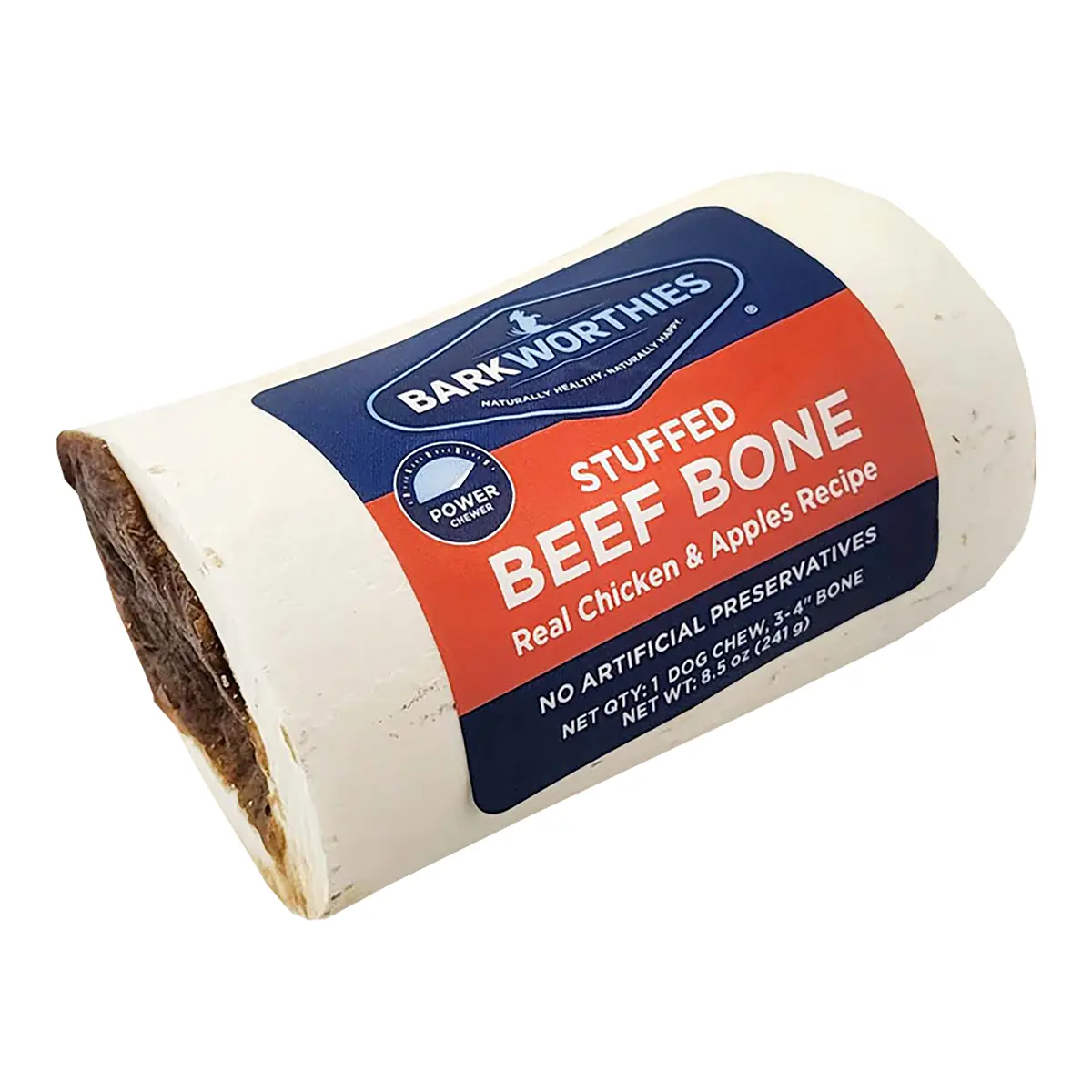 Barkworthies Stuffed Beef Shin Bone Dog Treat - Chicken and Apple