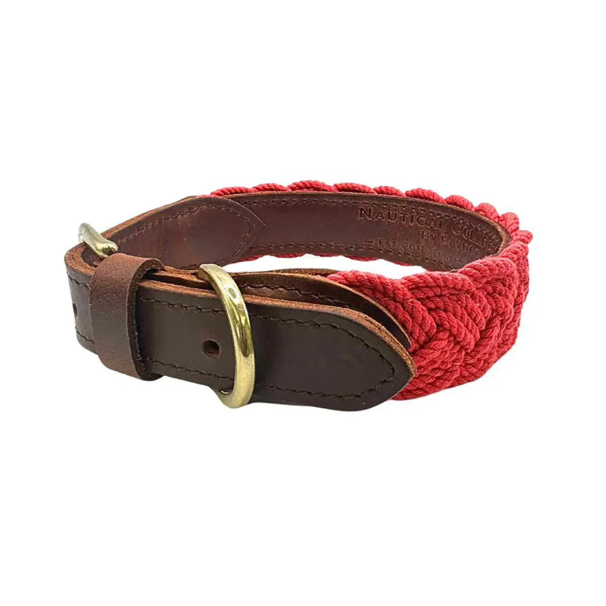 BayDog Seaside Cotton Woven Dog Collar - Clifford Red