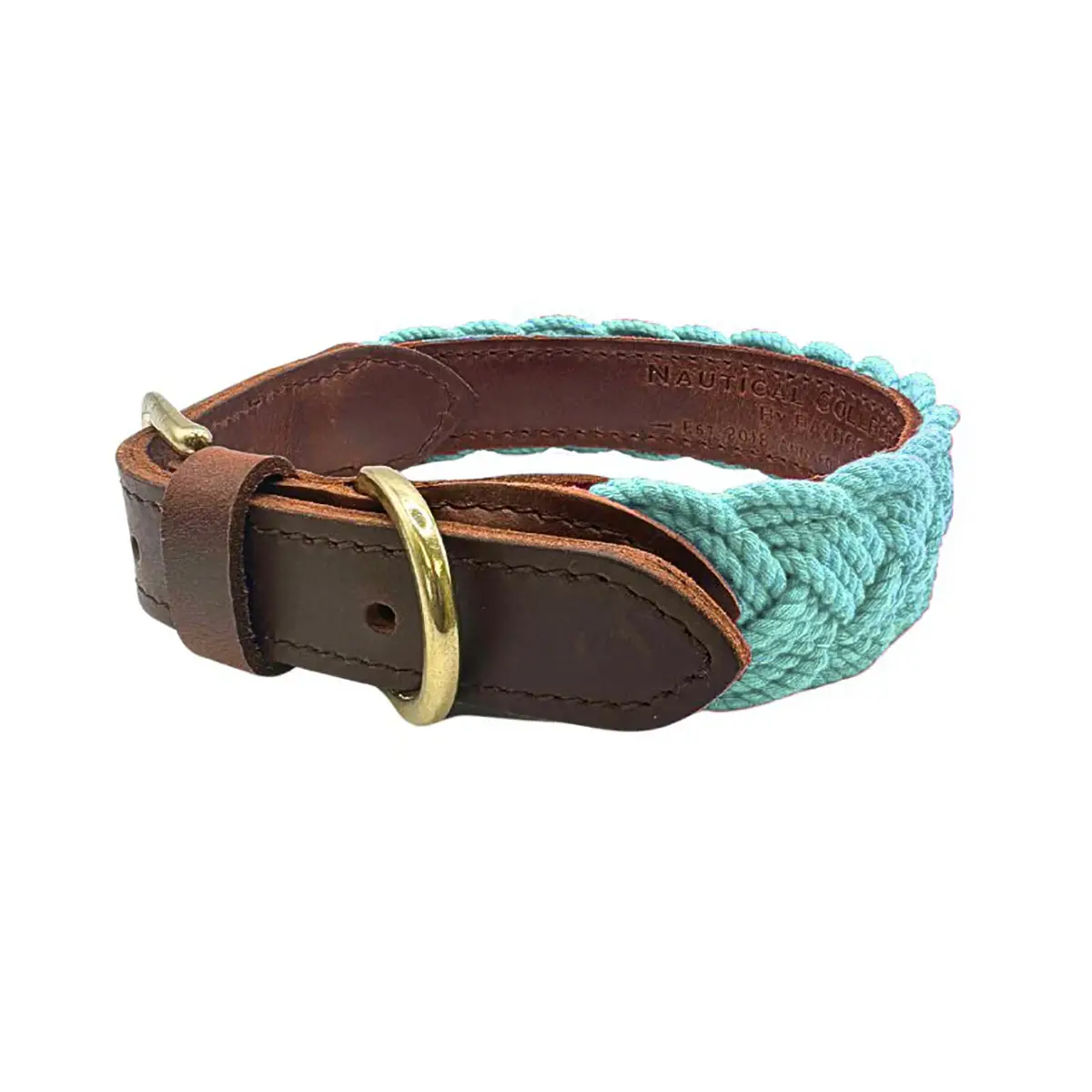 BayDog Seaside Cotton Woven Dog Collar - Sea Foam
