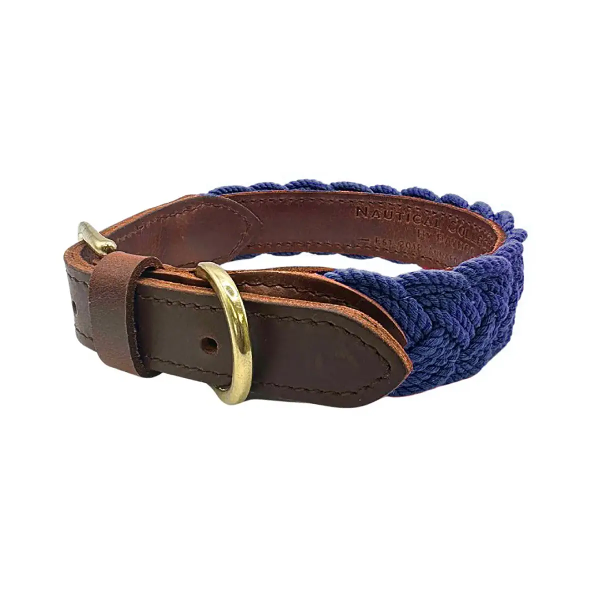 BayDog Seaside Cotton Woven Dog Collar - Navy Blue