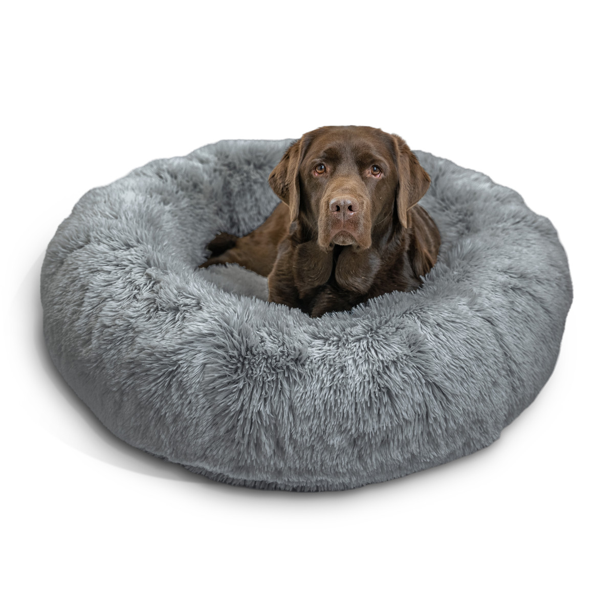 Best Friends by Sherri Calming Shag Donut Cuddler Pet Bed - Gray