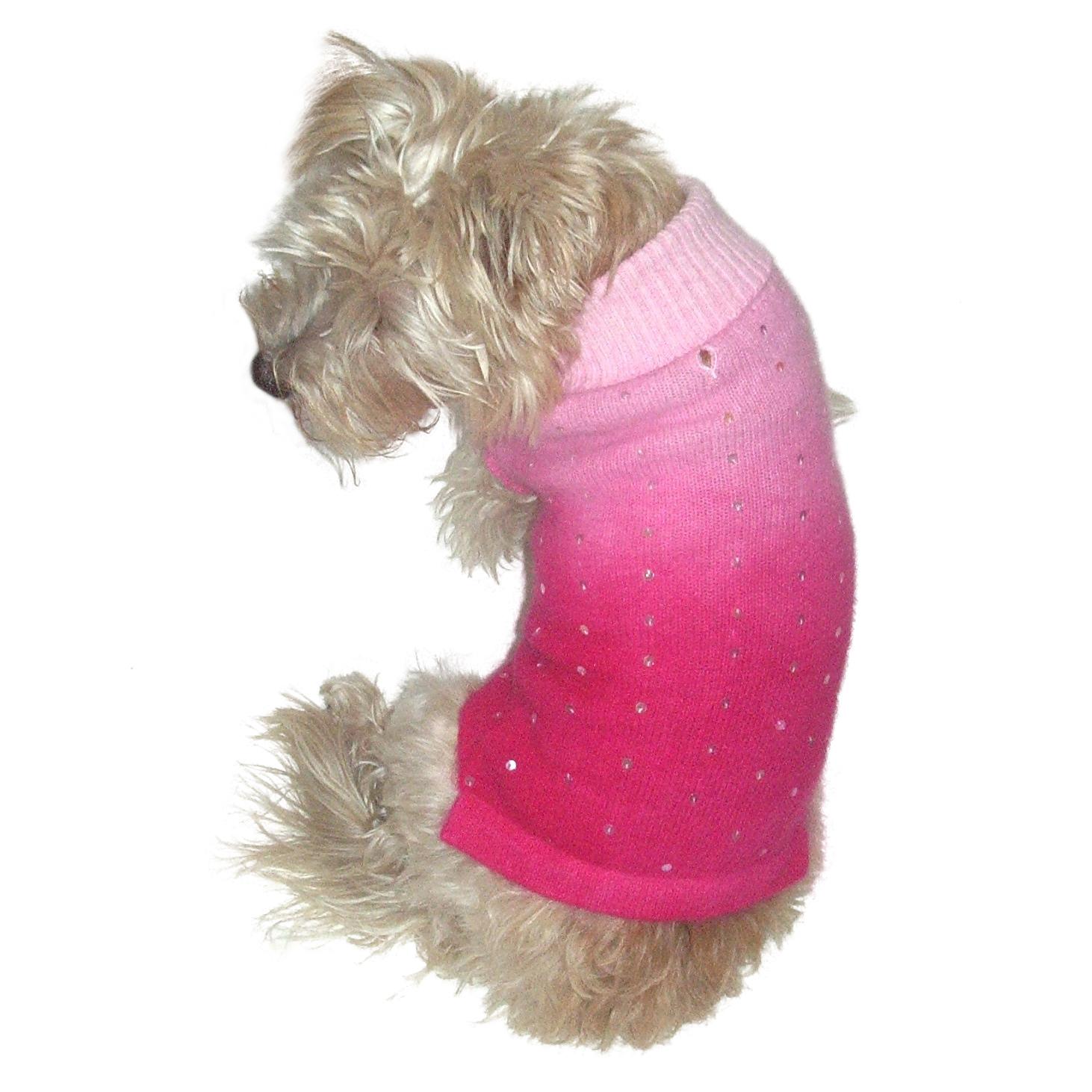 The Dog Squad Beverly Hills Luxury Sparkle Dog Sweater - Fuchsia Dip Dye