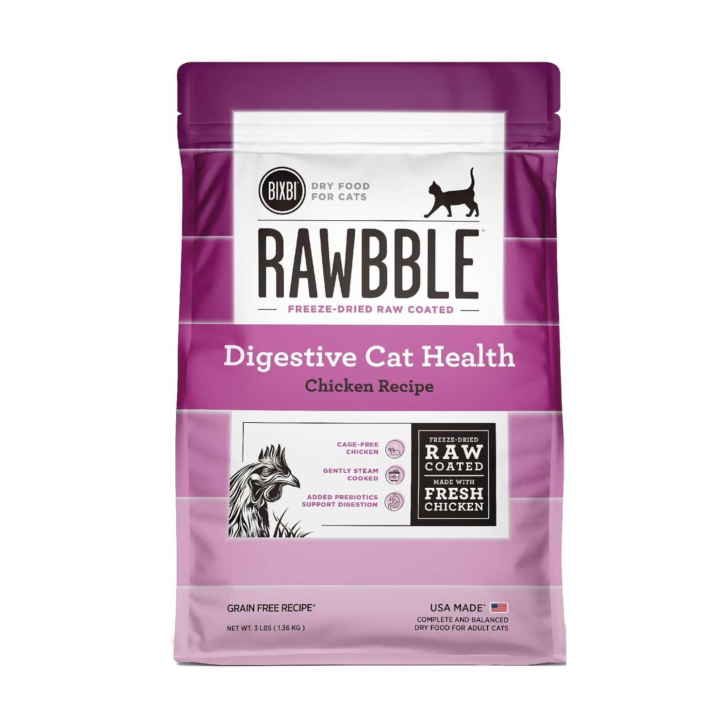 BIXBI RAWBBLE Grain Free Dry Cat Food - Digestive Health Chicken Recipe