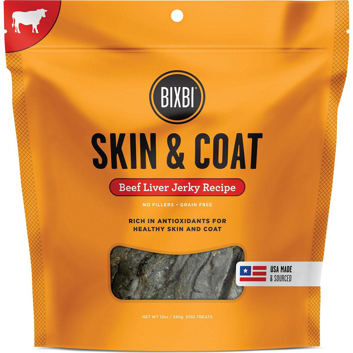 BIXBI Skin & Coat Beef Liver Jerky Recipe Dog Treats
