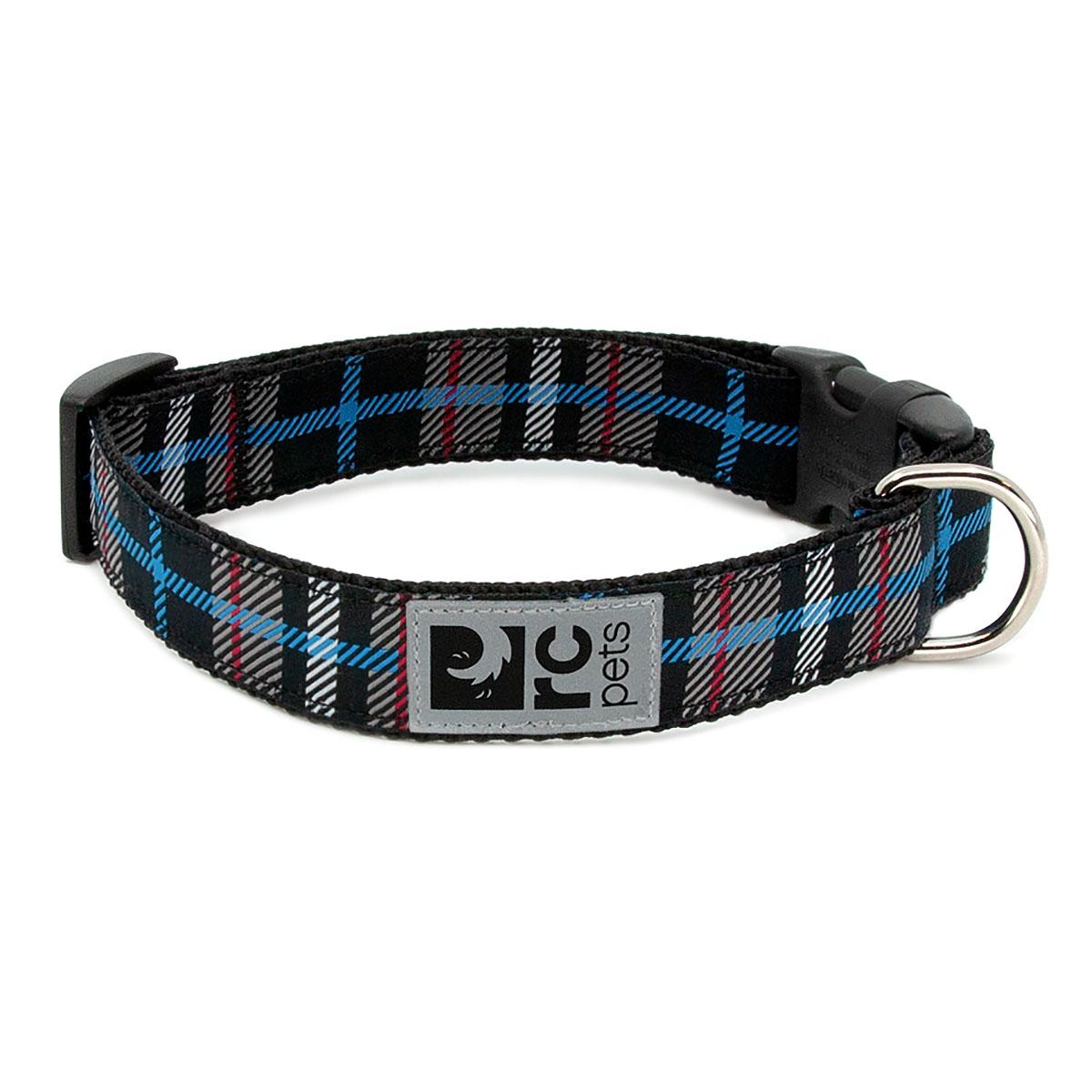 Black Twill Plaid Adjustable Clip Dog Collar By RC Pets