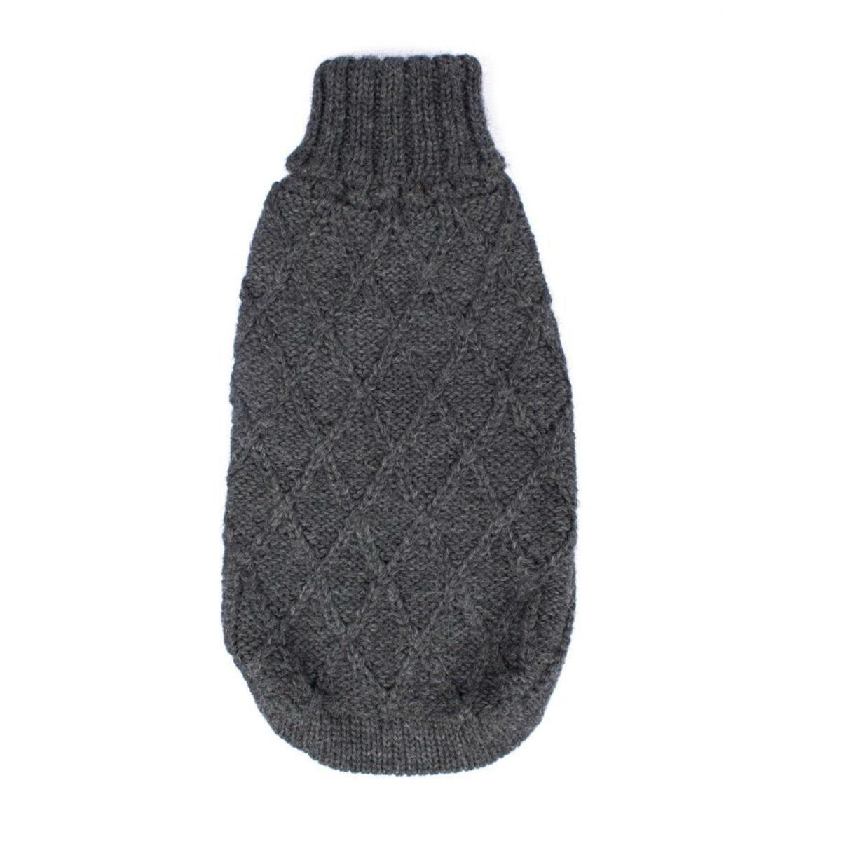 Alqo Wasi Diamond Knit Alpaca Dog Sweater - Charcoal