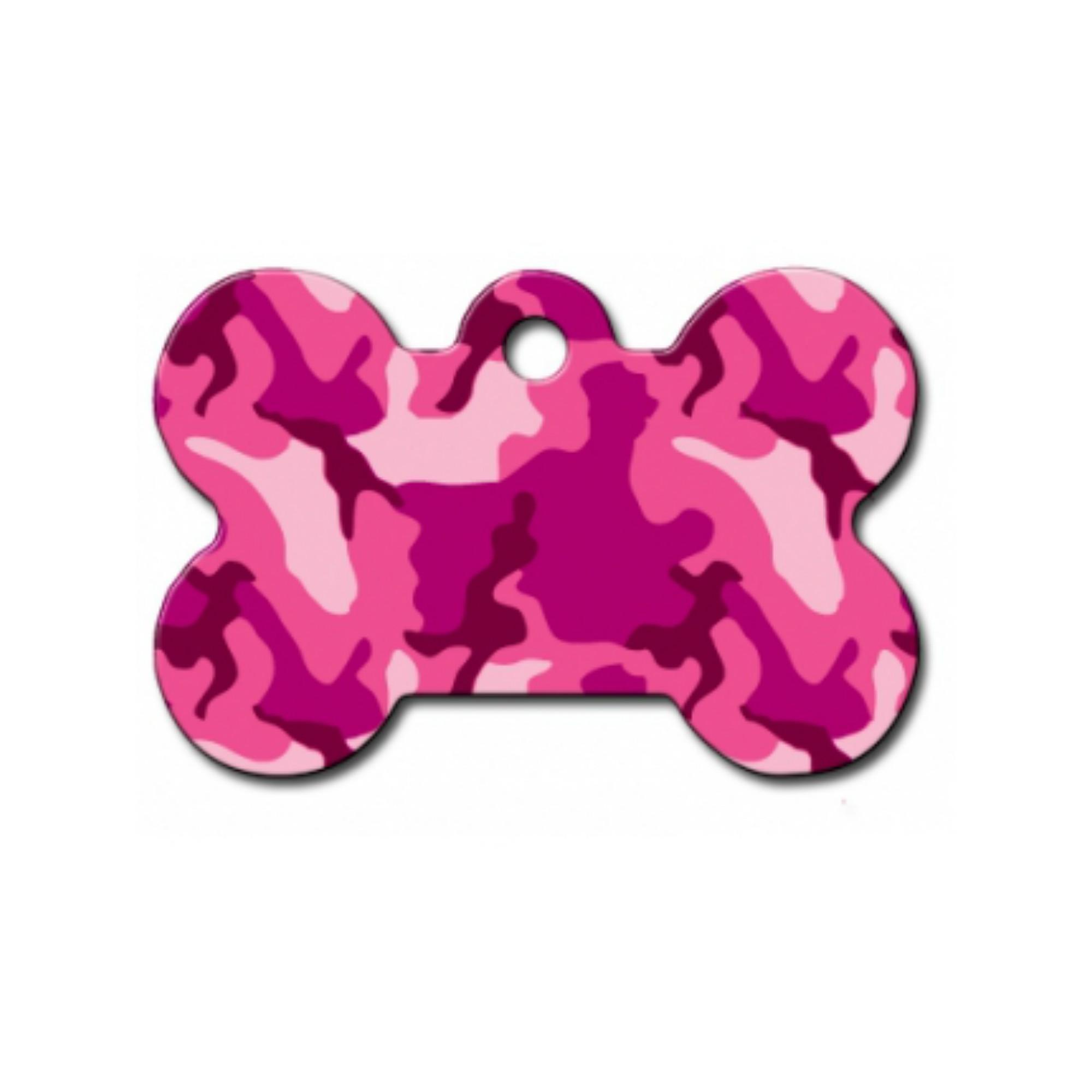 Bone Small Engravable Pet I.D. Tag - Pink Camo