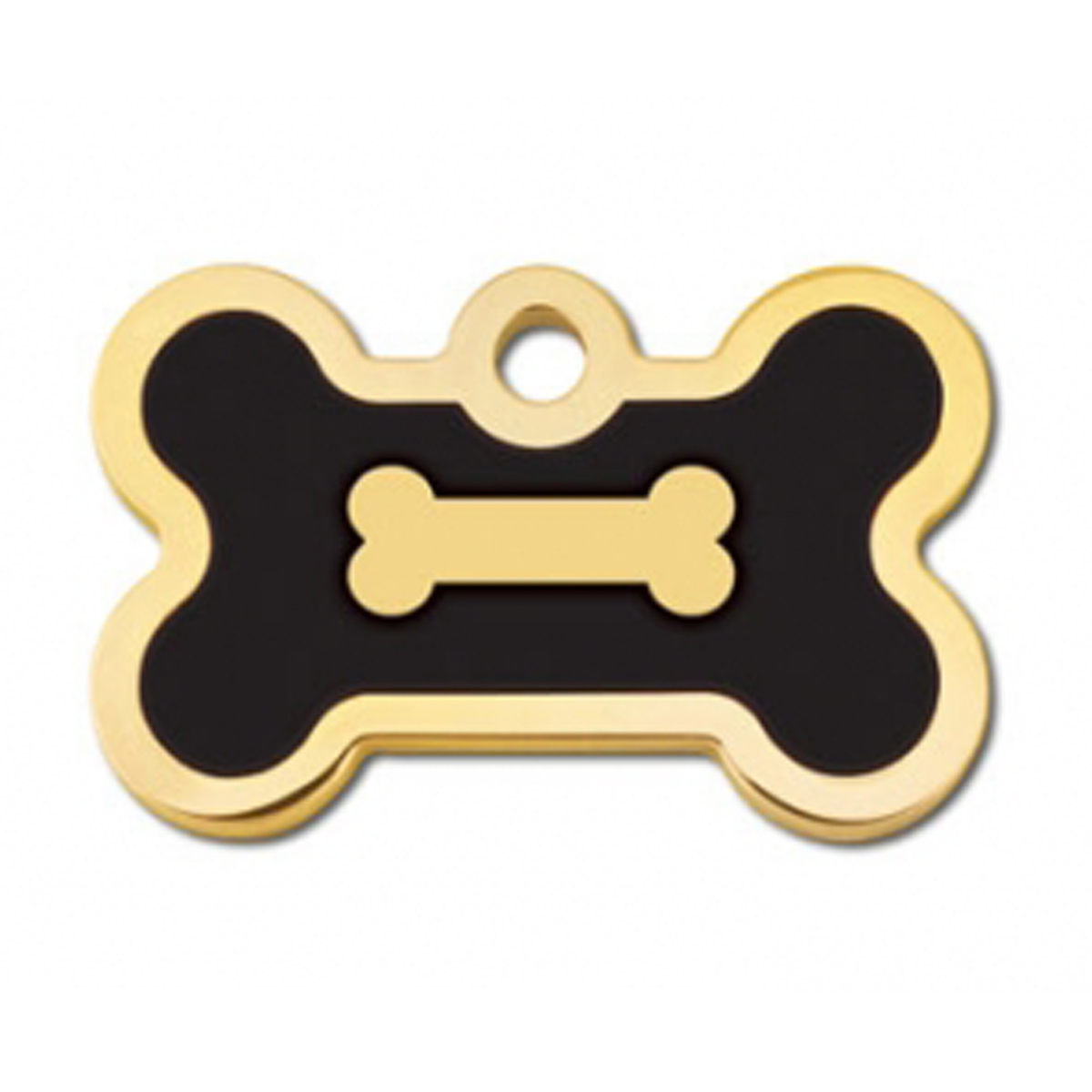 Bone Small Engravable Pet I.D. Tag - Gold and Black