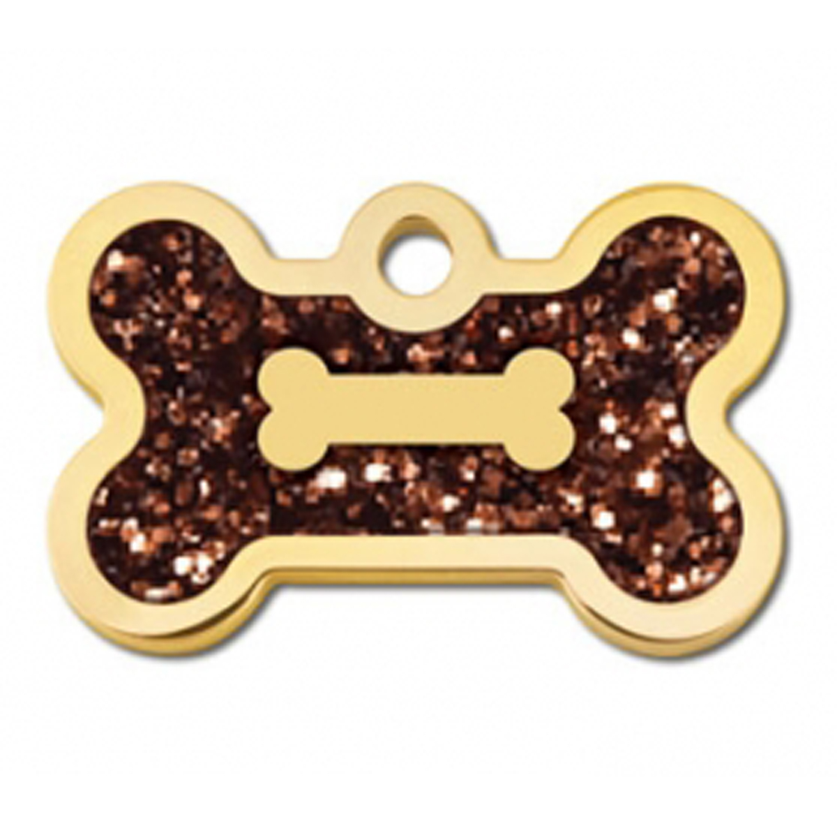 Bone Small Engravable Pet I.D. Tag - Gold and Bronze Glitter