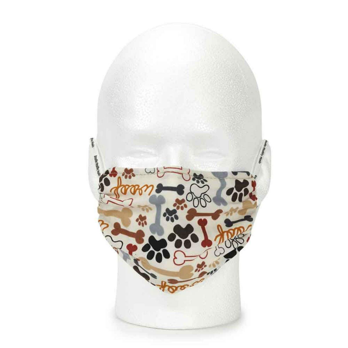 Breathe Healthy Reusable Cloth Human Face Masks - Dog Bones and Paw Prints