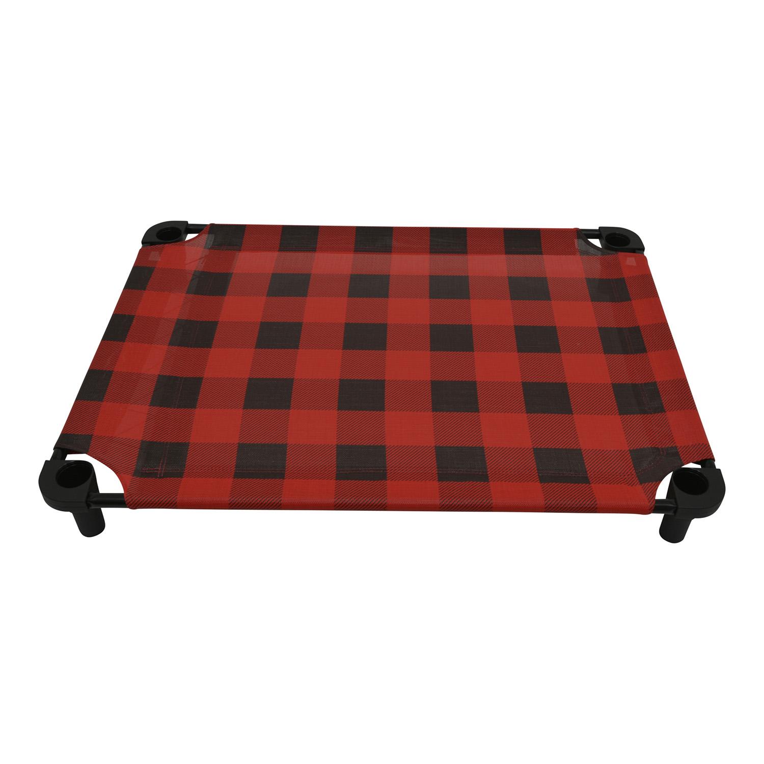 4Legs4Pets Buffalo Check Premium Weave Dog Cot - Red and Black