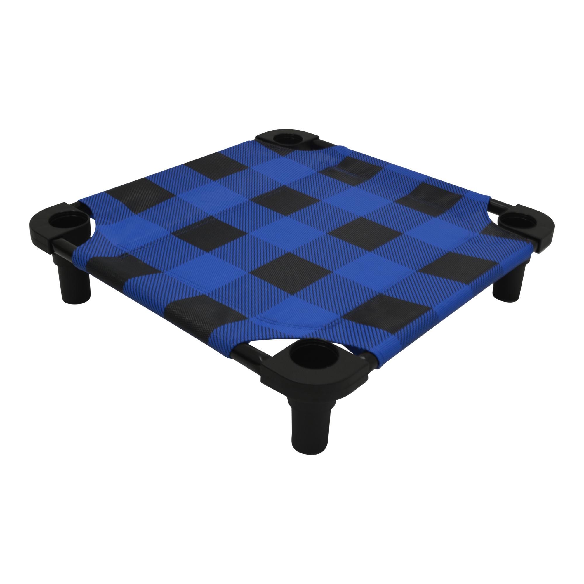 4Legs4Pets Buffalo Check Premium Weave Dog Cot - Blue and Black