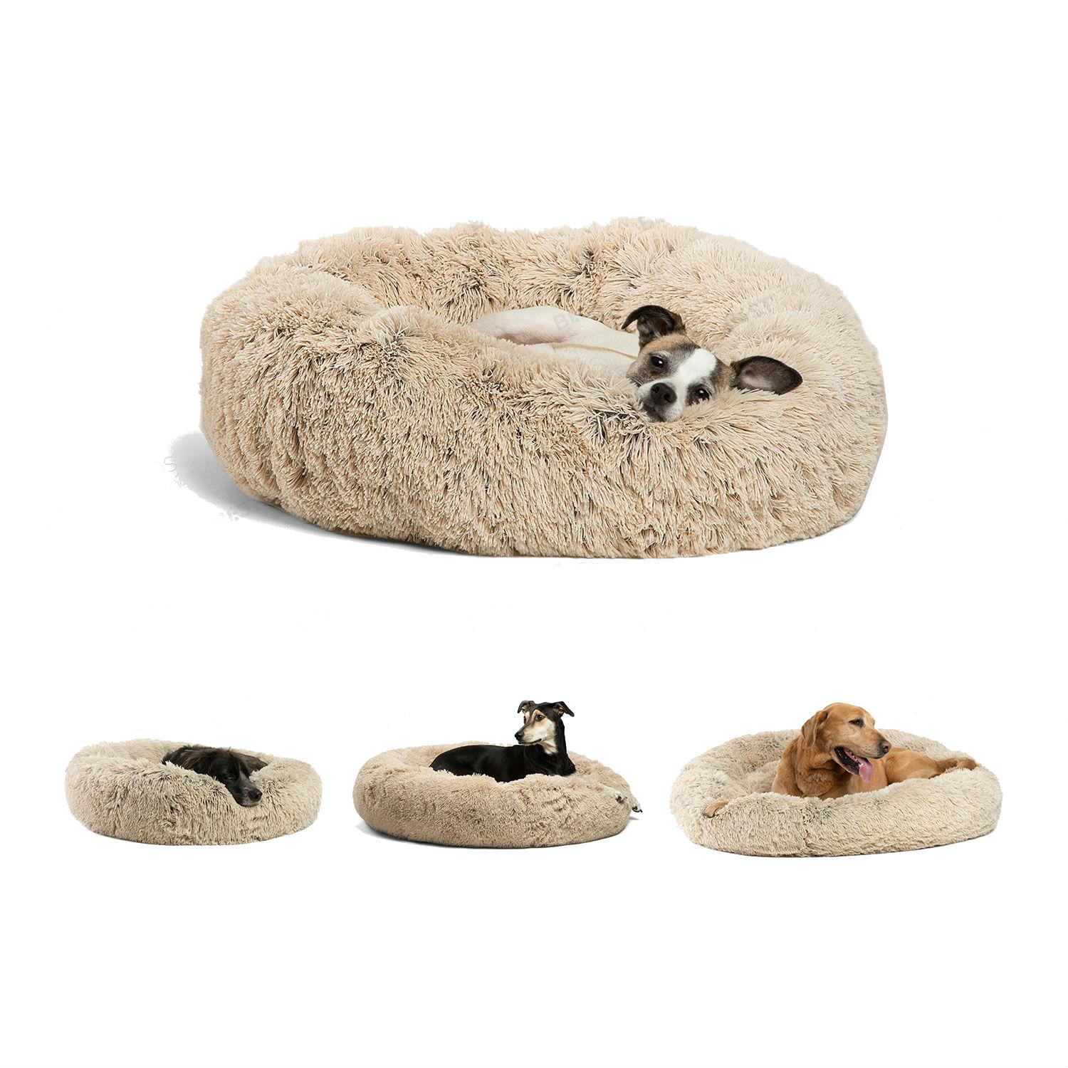 Best Friends by Sherri Calming Shag Donut Cuddler Pet Bed - Taupe