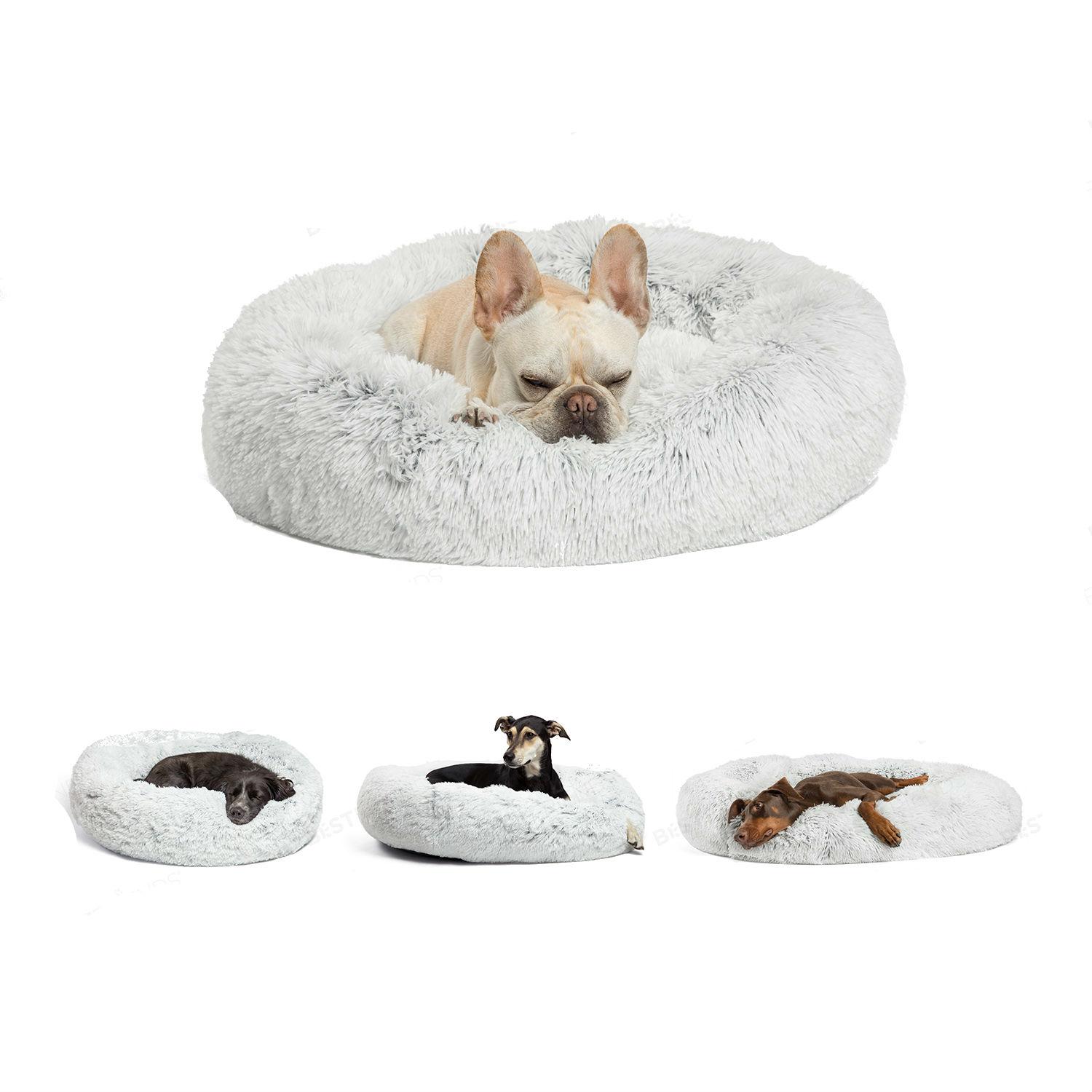 Best Friends by Sherri Calming Shag Donut Cuddler Pet Bed - Frost
