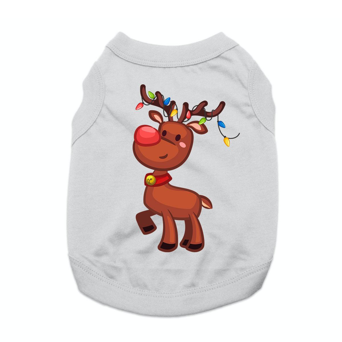 Reindeer with Christmas Lights Dog Shirt - Gray