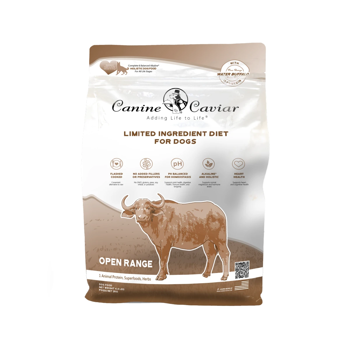 Canine Caviar Grain-Free Limited-Ingredient Alkaline Holistic Dry Dog Food - Open Range with Buffalo & Chickpeas