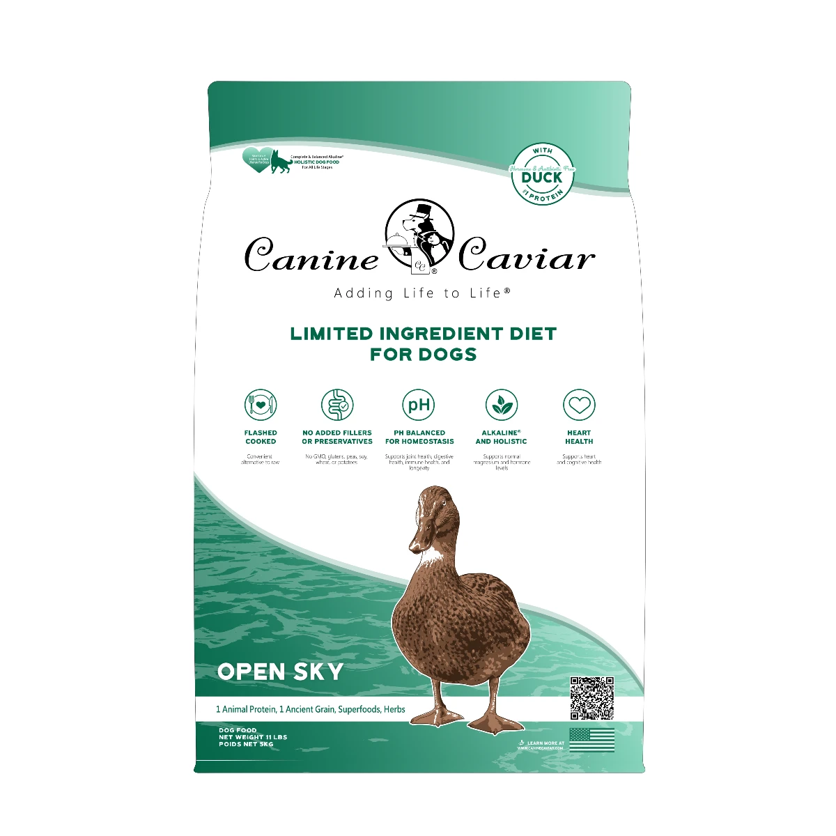 Canine Caviar Grain-Free Limited-Ingredient Alkaline Holistic Dry Dog Food - Open Sky with Duck & Quinoa