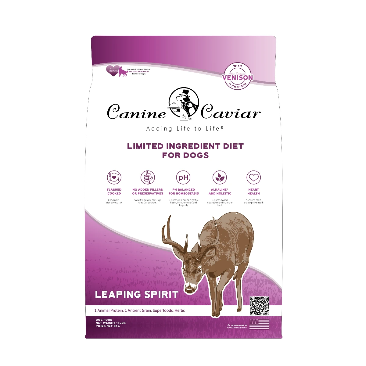 Canine Caviar Limited-Ingredient Alkaline Holistic Dry Dog Food - Leaping Spirit with Venison & Pearl Millet