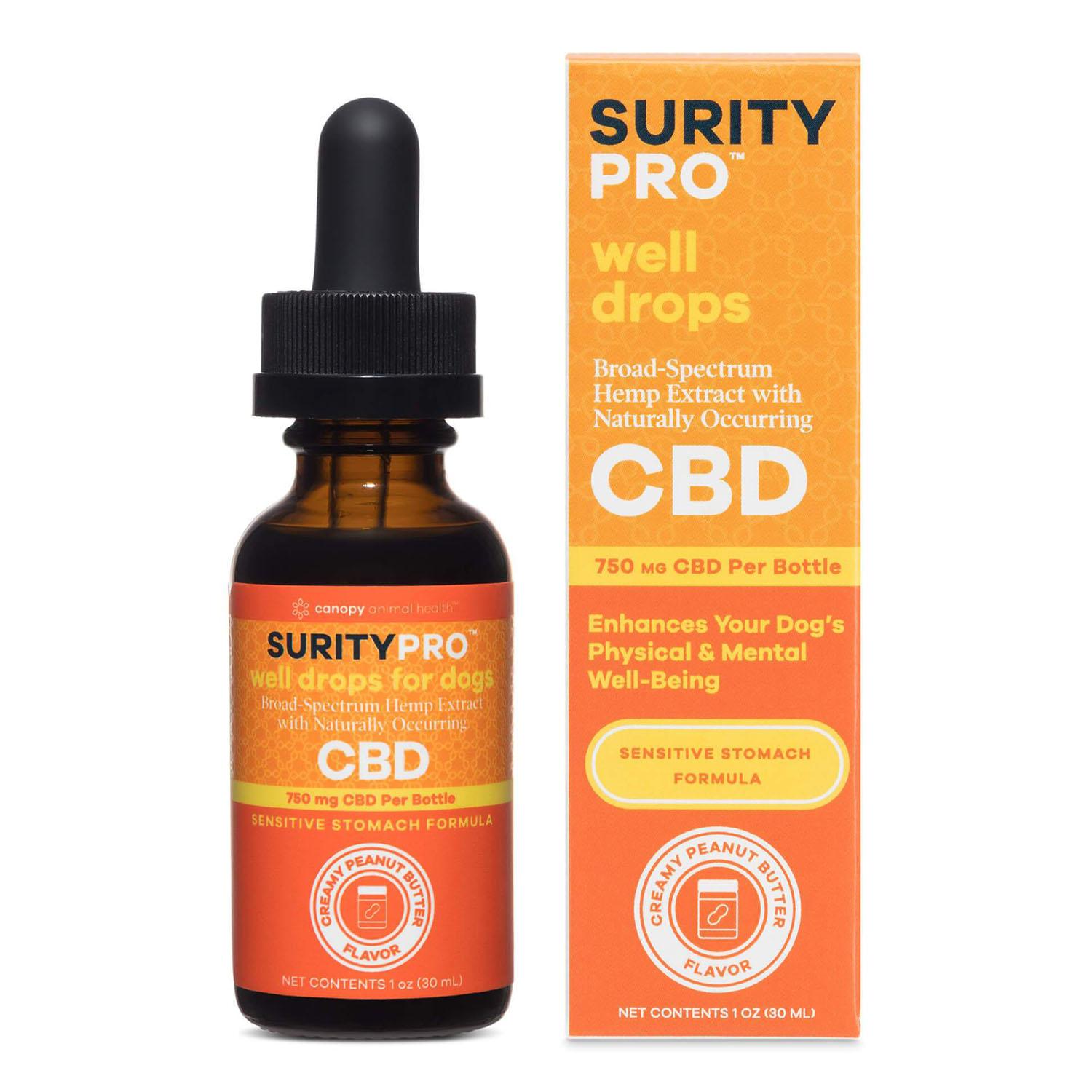 Canopy Animal Health SURITYPRO CBD Oil Well Drops for Dogs - Creamy Peanut Butter