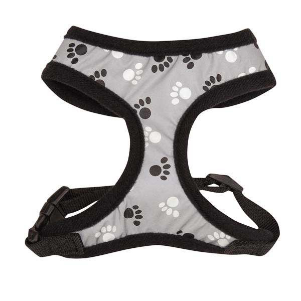 Casual Canine Reflective Pawprint Dog Harness - Gray