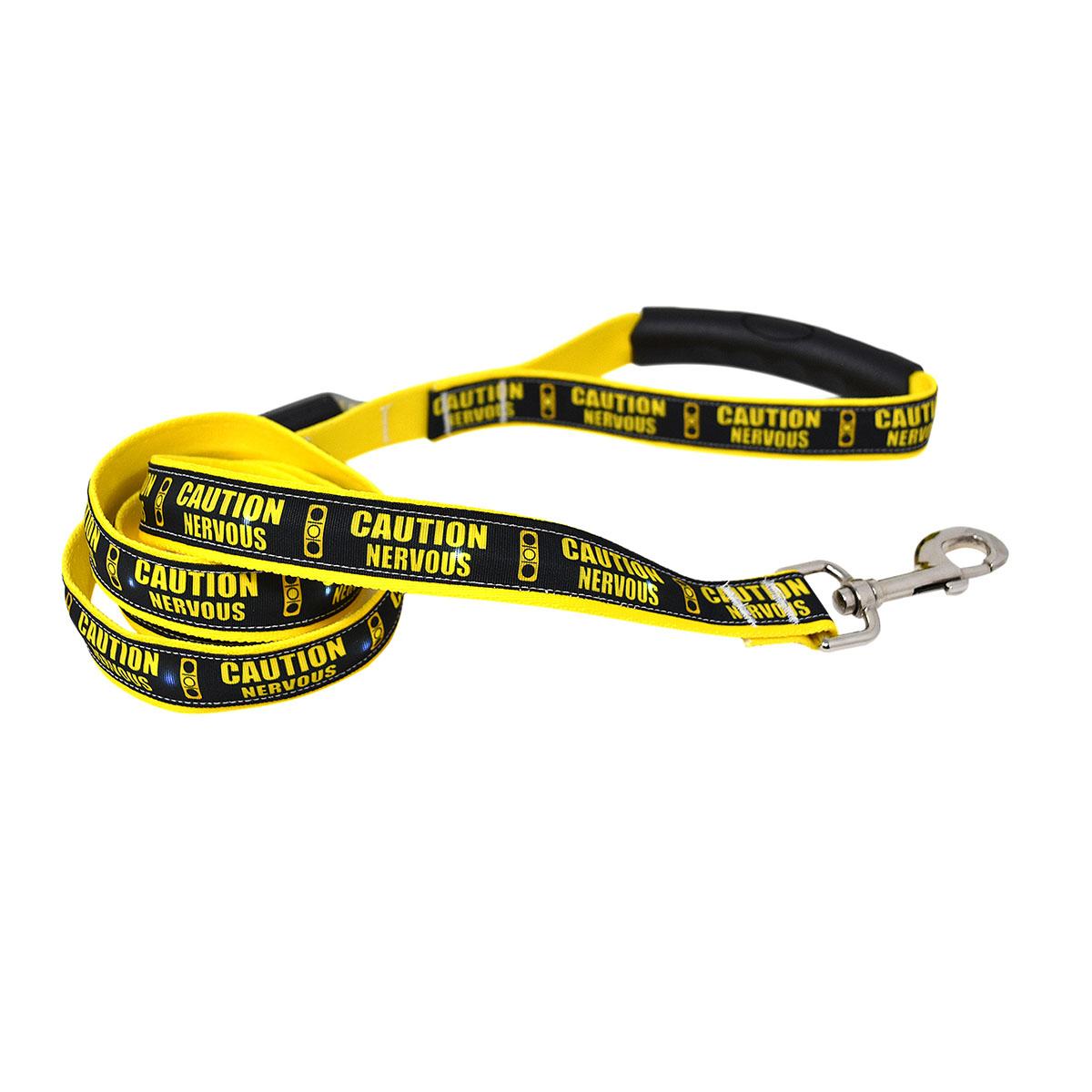 Caution Nervous Traffic Light ORION LED Dog Leash by Yellow Dog