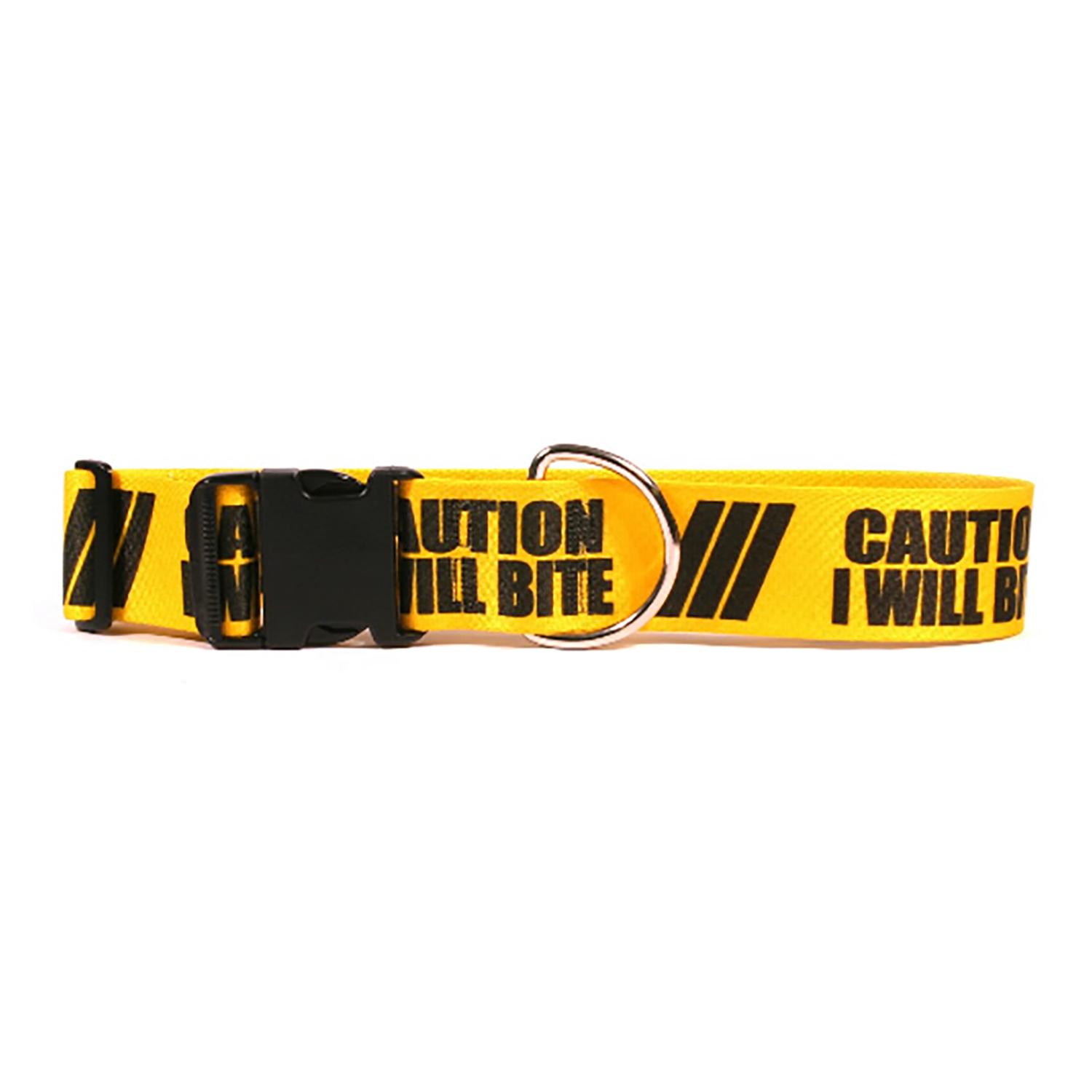 Caution Dog Collar by Yellow Dog - I Will Bite