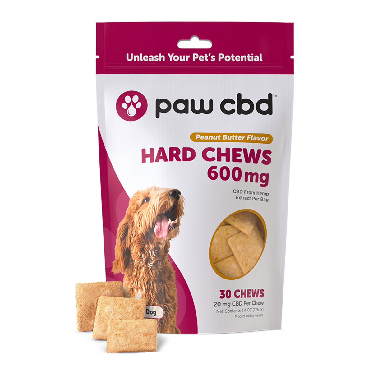 cbdMD Paw CBD Hard Chews for Large Dogs - Peanut Butter, 600 mg