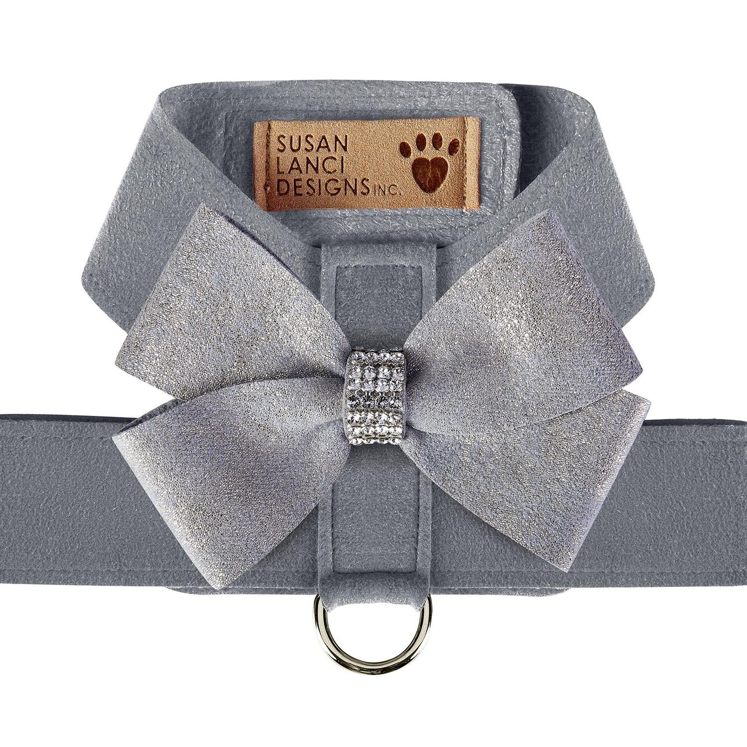 Platinum Glitzerati Nouveau Bow Tinkie Dog Harness by Susan Lanci - Platinum