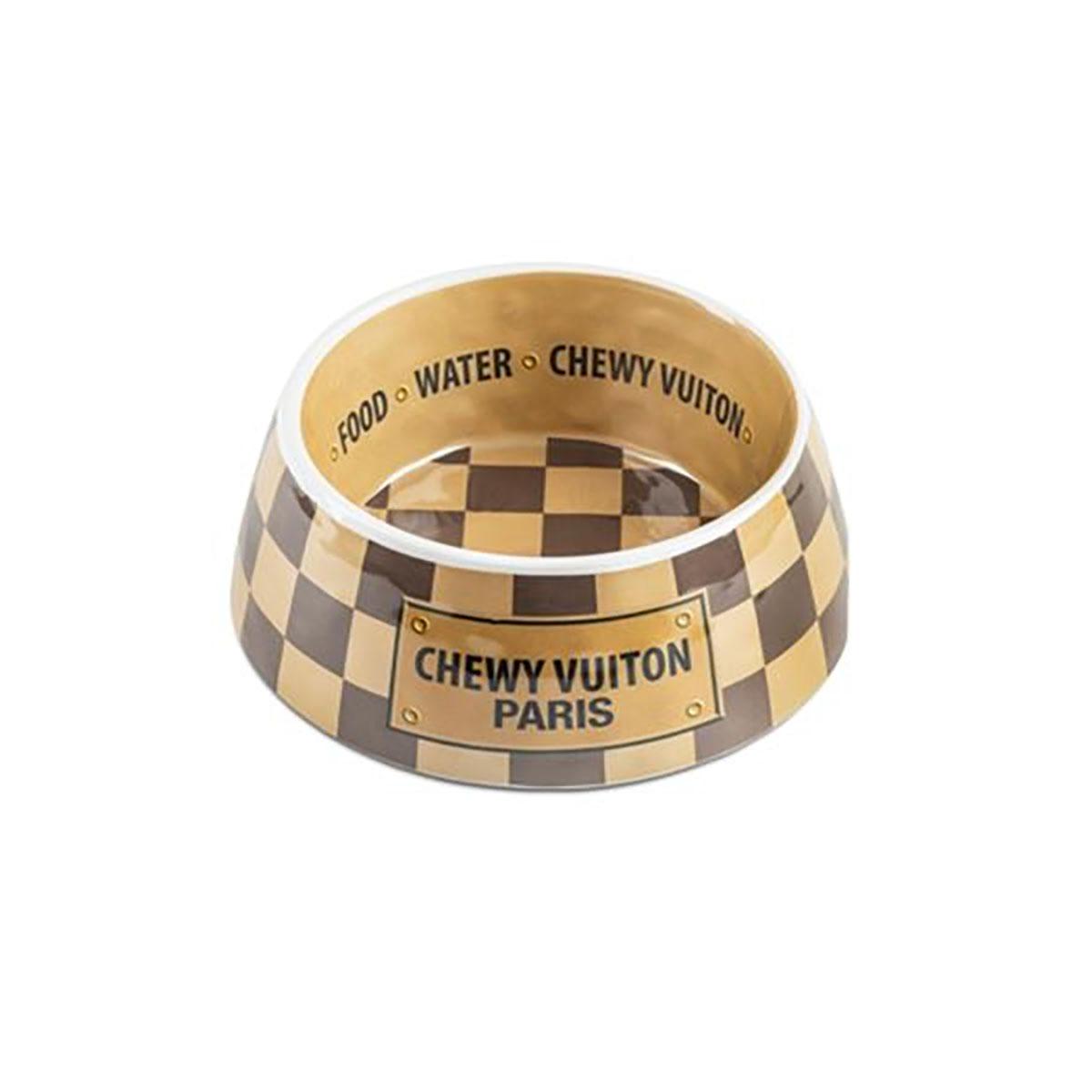 Haute Diggity Dog Chewy Vuiton Dog Bowl - Checker