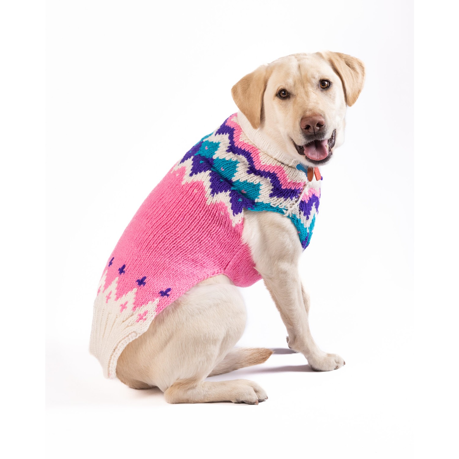 Chilly Dog Handmade Fairisle Barbie Ski Bum Wool Dog Sweater - Pink