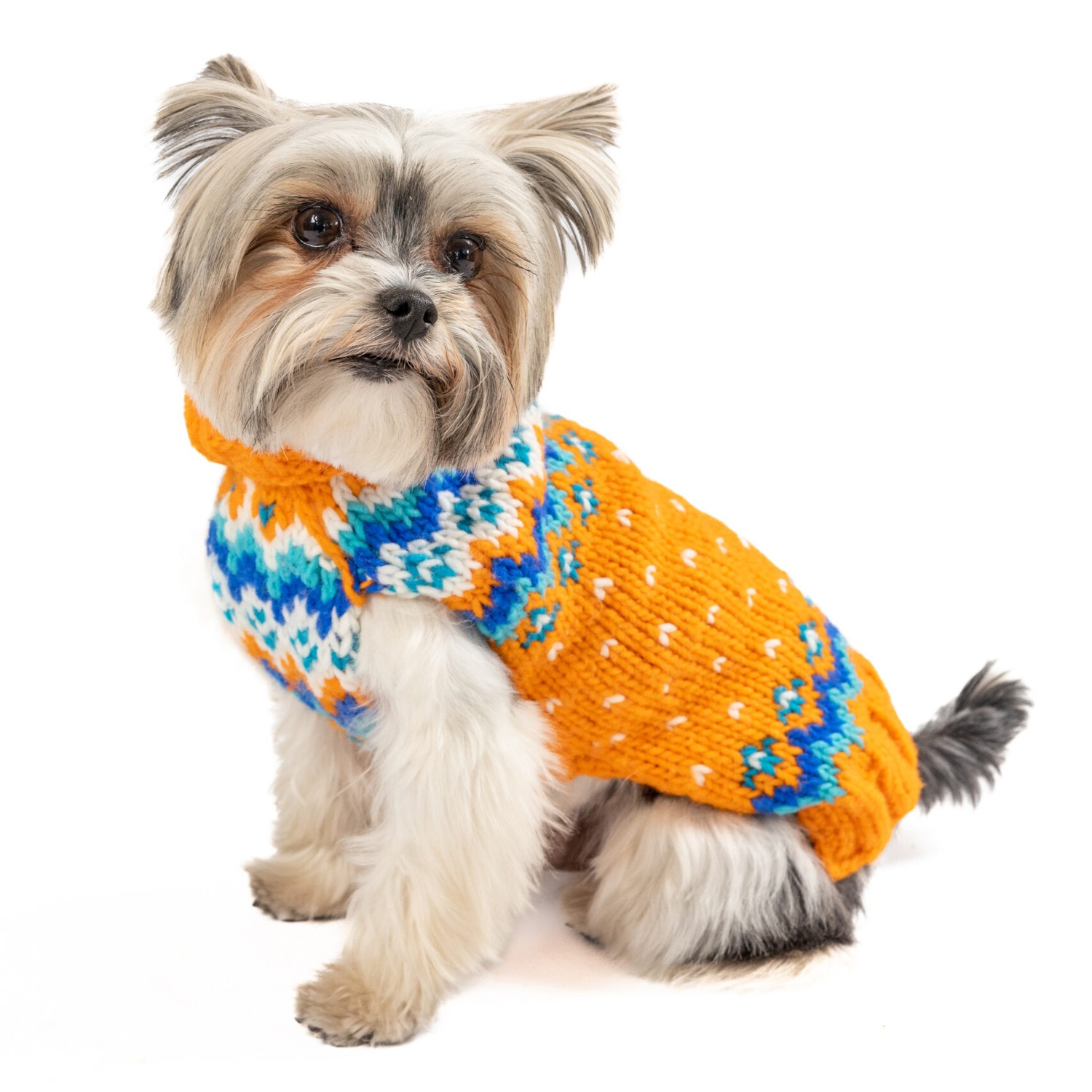 Chilly Dog Handmade Fairisle Wool Dog Sweater - Artic Amber
