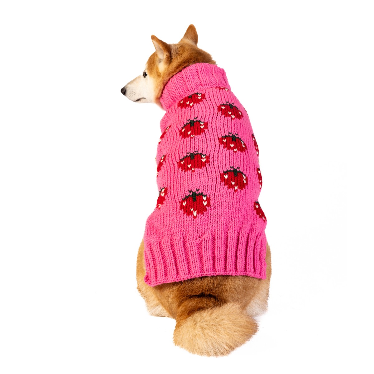 Chilly Dog Handmade Strawberry Wool Dog Sweater - Pink