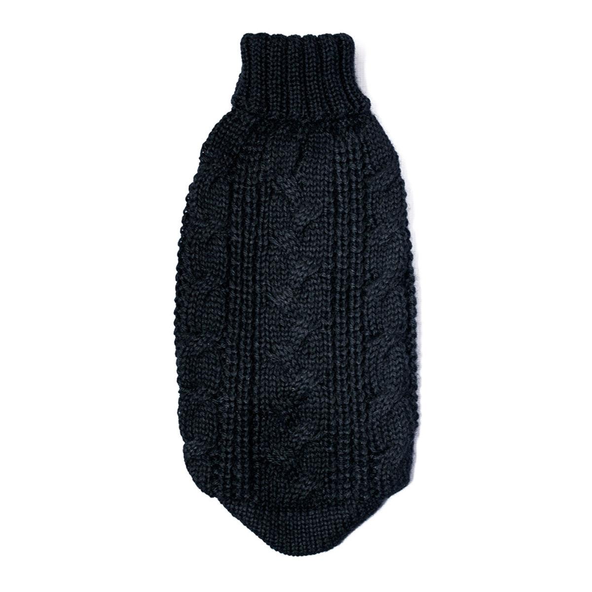 Alqo Wasi Chunky Cable Knit Alpaca Dog Sweater - Black
