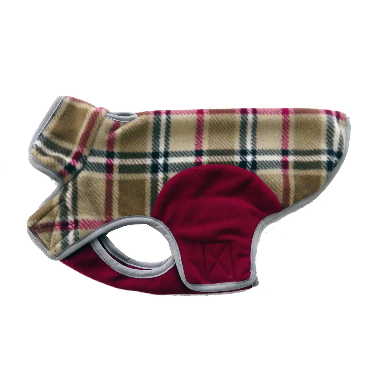 Cloak & Dawggie Precision Fit Fleece Dog Jacket - Camel Plaid