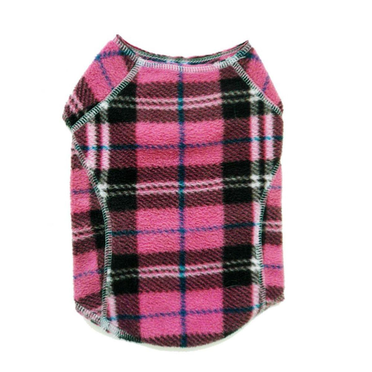 Cloak & Dawggie Stretch Fleece Dog Sweater - Pink Plaid