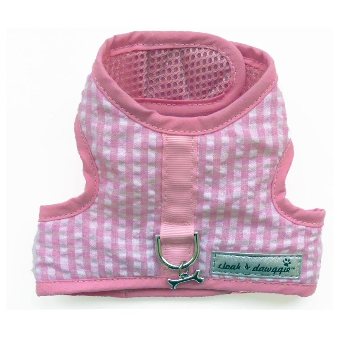 Cloak & Dawggie Teacup Gingham Dog Harness Vest - Pink
